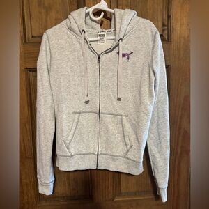 VS Pink Zip Up Hooded Sweatshirt size M